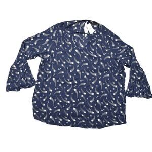 NEW Lane Bryant Plus Size 16 Blouse, NWT, Multicolor, Rayon Keyhole Stars Flared